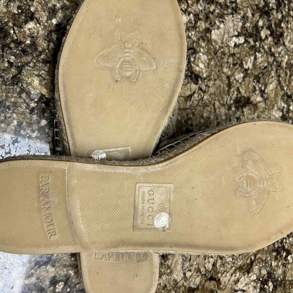 WOMEN'S GUCCI MATELASSE CANVAS ESPADRILLE SANDAL - Picture 9 of 11